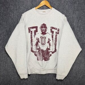 Vintage University Athletic Society Graphic Sweatshirt Heather Grey Maroon XL